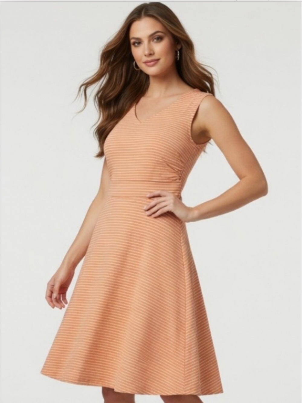 Patagonia Tigerlily Orange organic cotton Striped Porch Dress Size Large